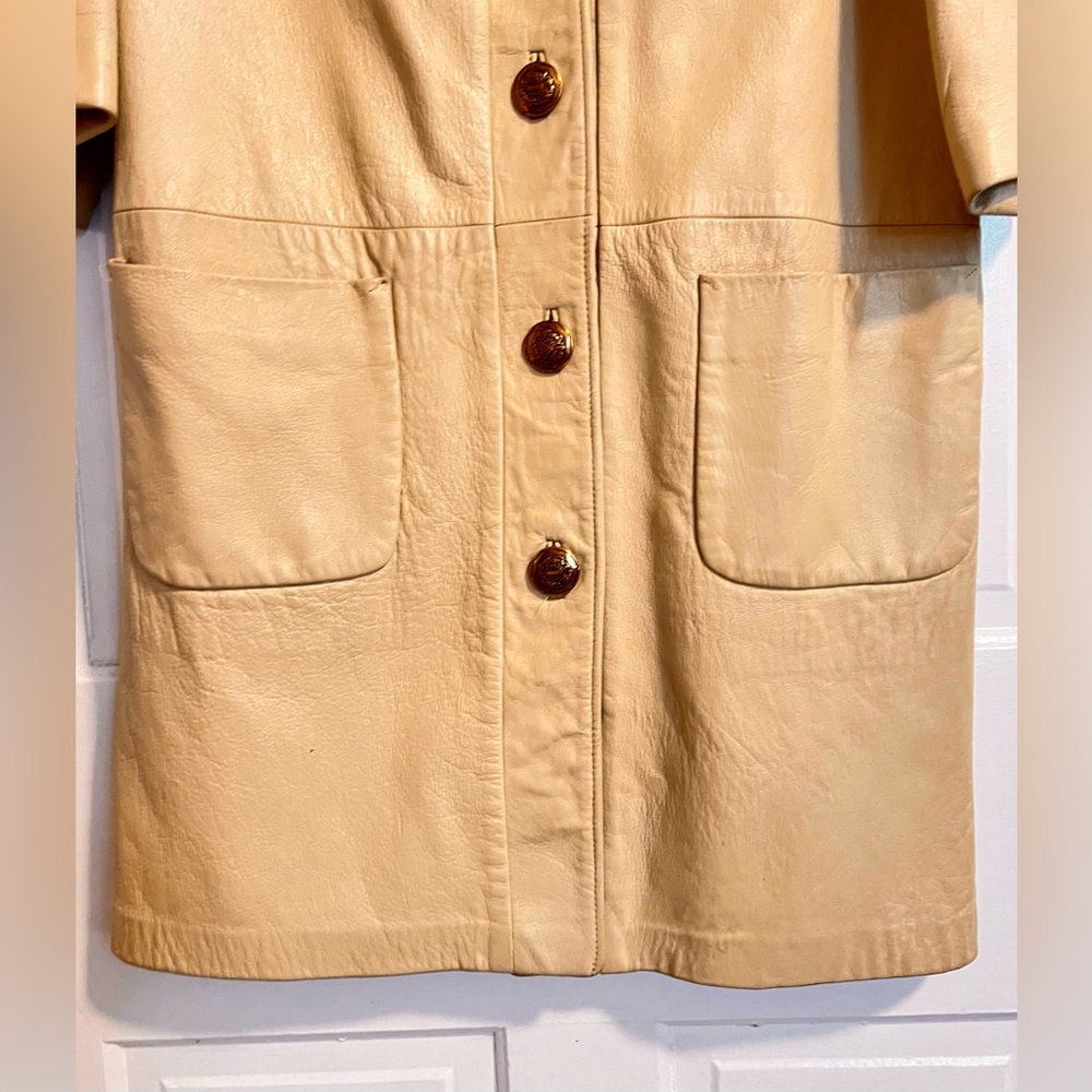 RARE Vtg 60s 70s Leathers by NEW ENGLAND SPORTSWEAR Coat USA Gold Crest Button - Picture 11 of 11